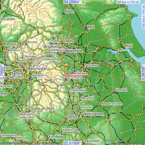 Topographic map of Rawmarsh
