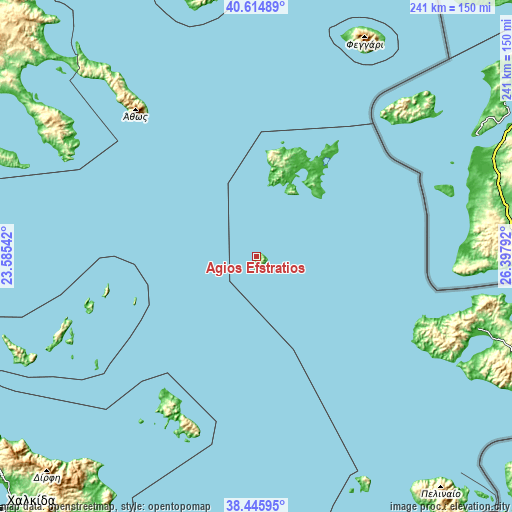 Topographic map of Ágios Efstrátios