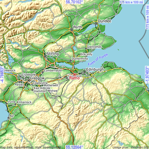 Topographic map of Ratho