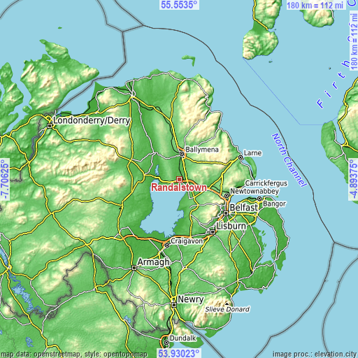 Topographic map of Randalstown