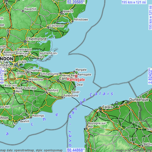 Topographic map of Ramsgate