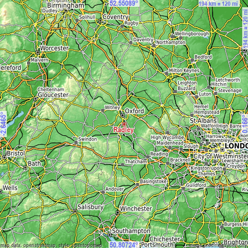 Topographic map of Radley