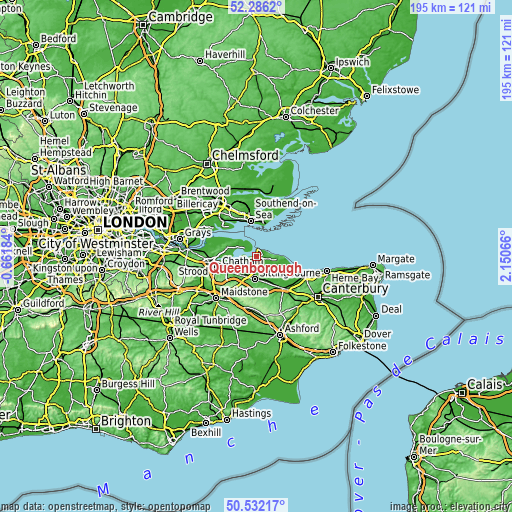 Topographic map of Queenborough