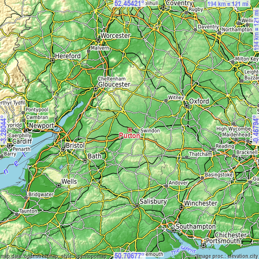 Topographic map of Purton