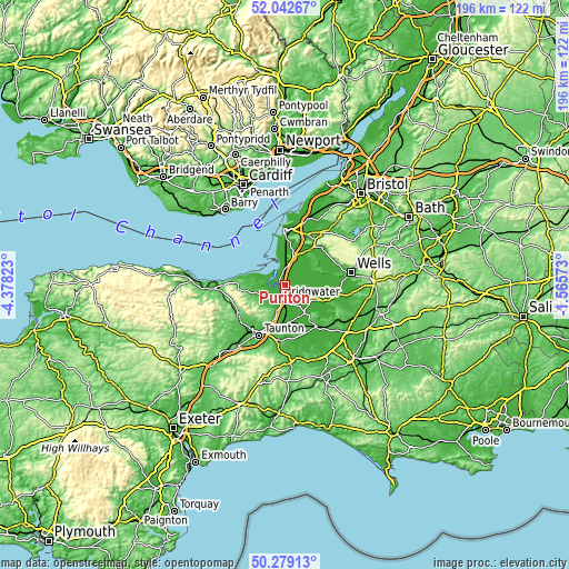 Topographic map of Puriton