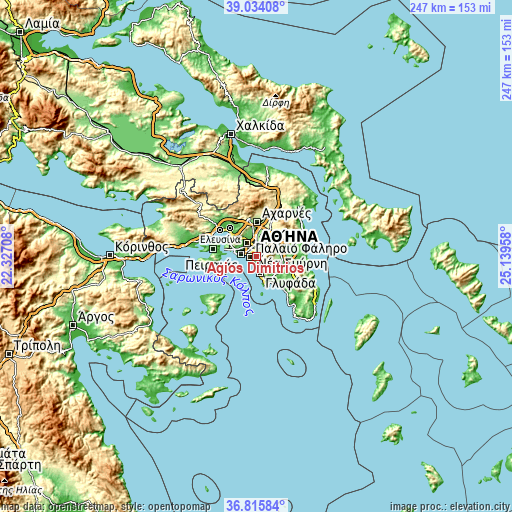 Topographic map of Agios Dimitrios