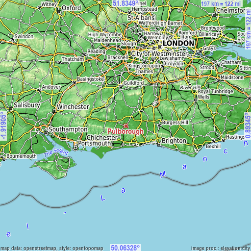 Topographic map of Pulborough