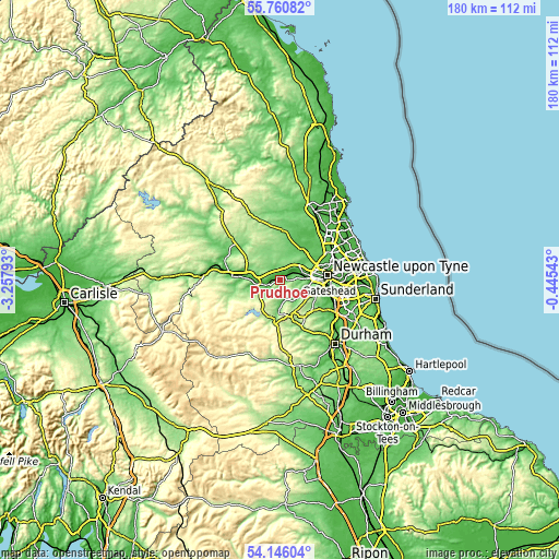 Topographic map of Prudhoe