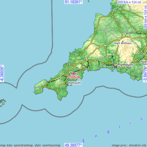 Topographic map of Probus