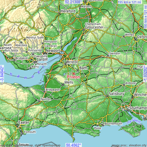 Topographic map of Priston