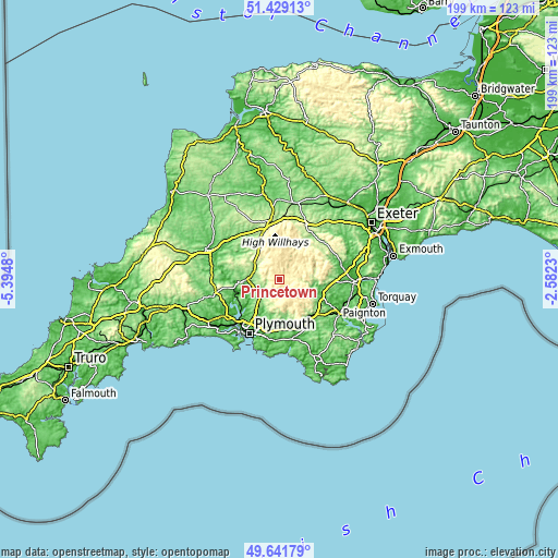 Topographic map of Princetown