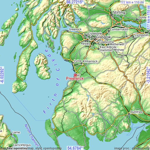 Topographic map of Prestwick