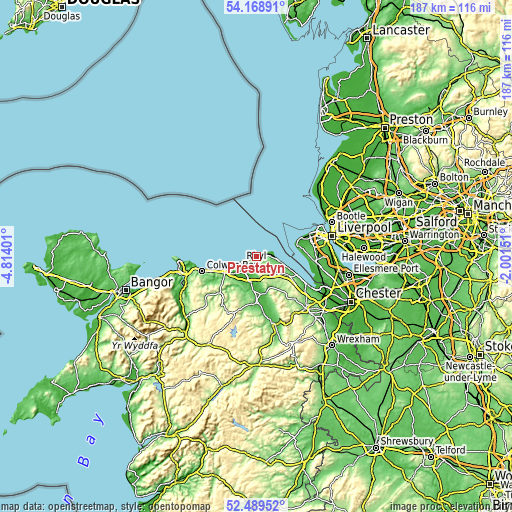 Topographic map of Prestatyn