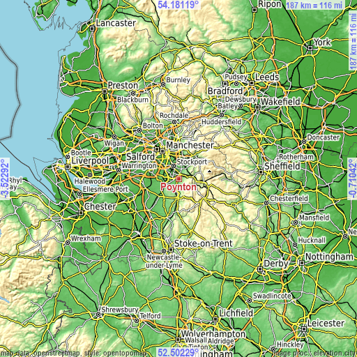 Topographic map of Poynton