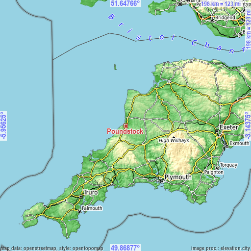 Topographic map of Poundstock