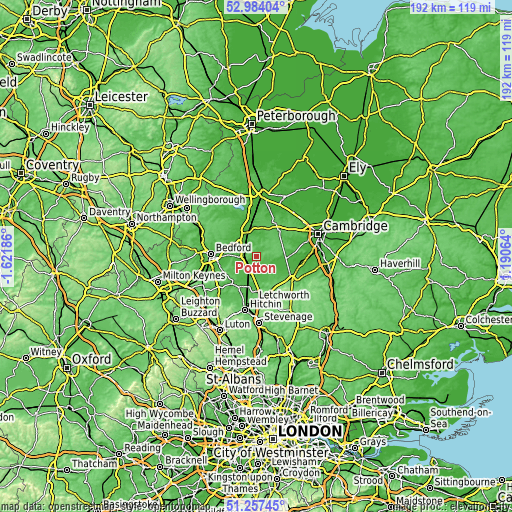 Topographic map of Potton