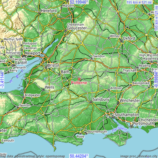 Topographic map of Potterne