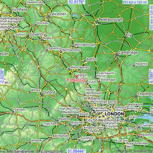 Topographic map of Potsgrove