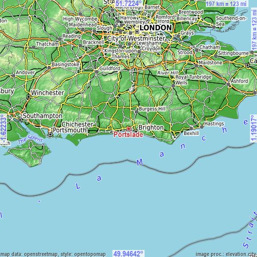 Topographic map of Portslade