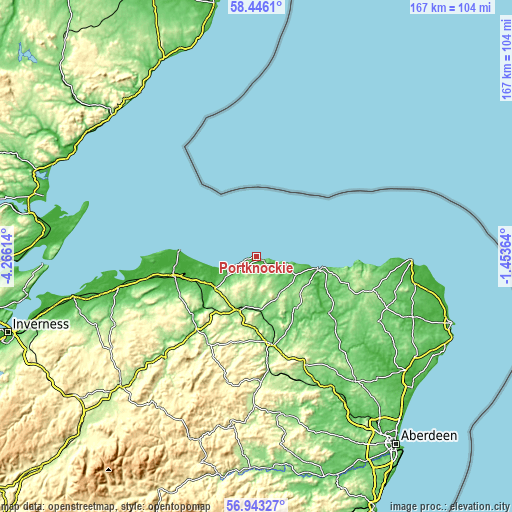 Topographic map of Portknockie