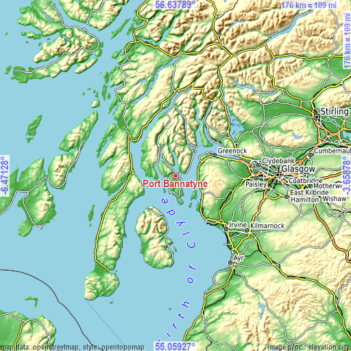 Topographic map of Port Bannatyne