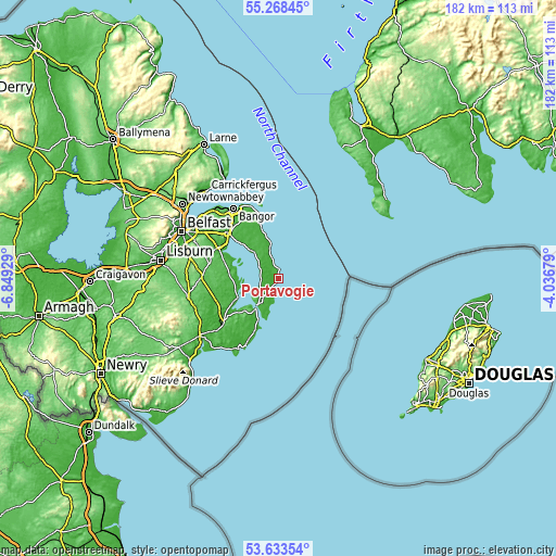Topographic map of Portavogie