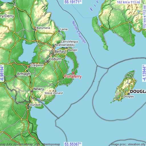 Topographic map of Portaferry