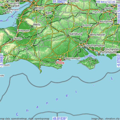 Topographic map of Poole