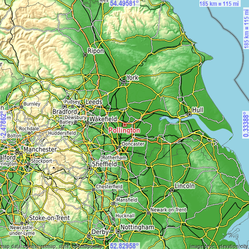 Topographic map of Pollington