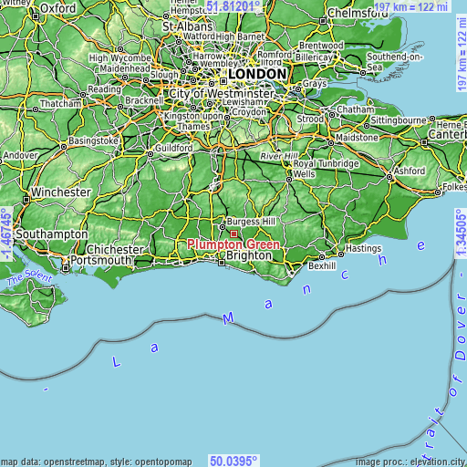 Topographic map of Plumpton Green