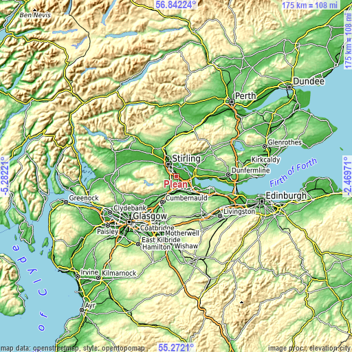 Topographic map of Plean