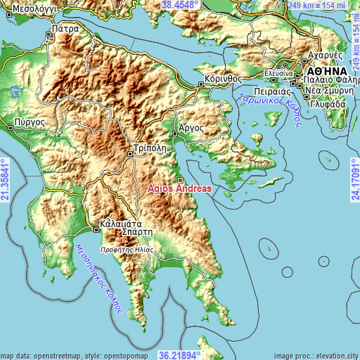 Topographic map of Ágios Andréas