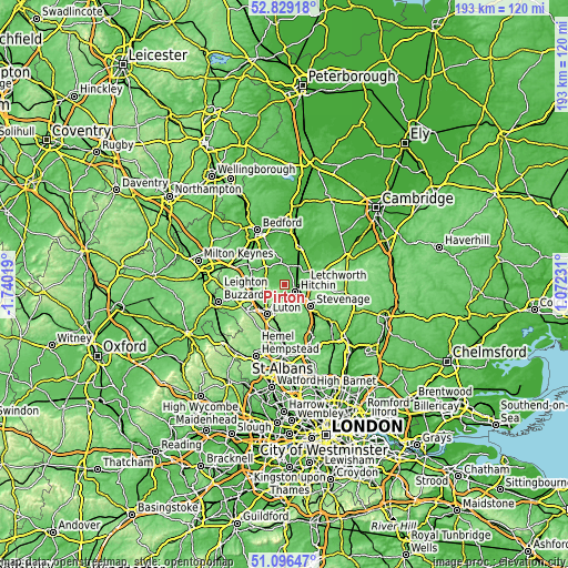 Topographic map of Pirton