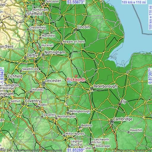 Topographic map of Pickworth