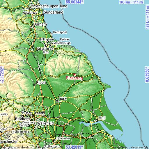 Topographic map of Pickering