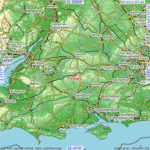 Topographic map of Pewsey