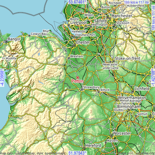 Topographic map of Petton