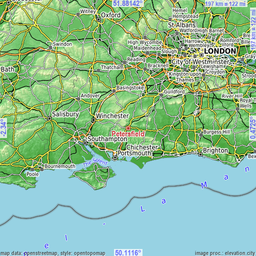 Topographic map of Petersfield