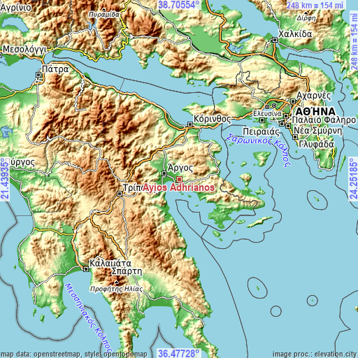 Topographic map of Áyios Adhrianós