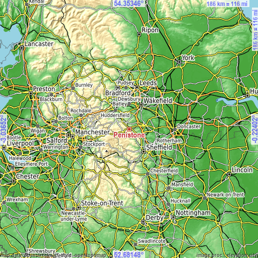 Topographic map of Penistone