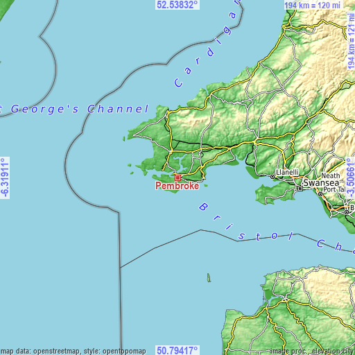 Topographic map of Pembroke