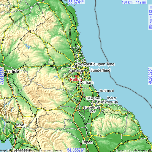 Topographic map of Pelton