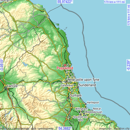 Topographic map of Pegswood