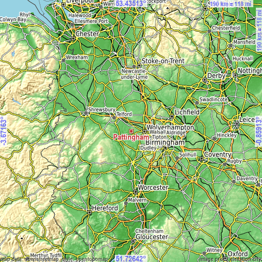 Topographic map of Pattingham
