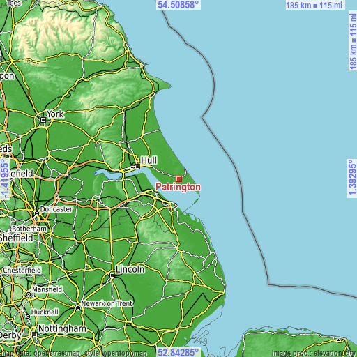 Topographic map of Patrington