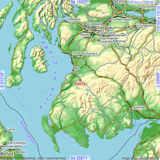 Topographic map of Patna