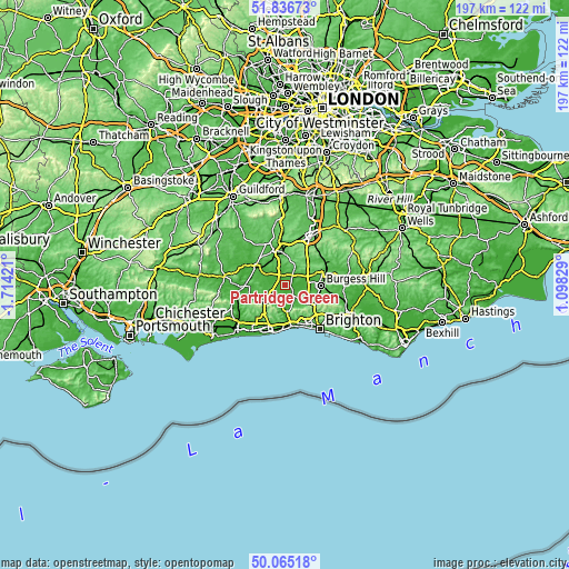 Topographic map of Partridge Green