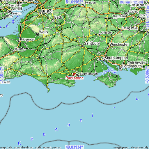 Topographic map of Parkstone