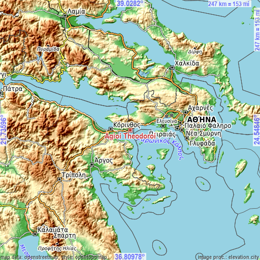 Topographic map of Ágioi Theódoroi