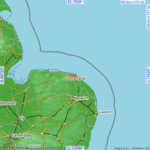 Topographic map of Overstrand